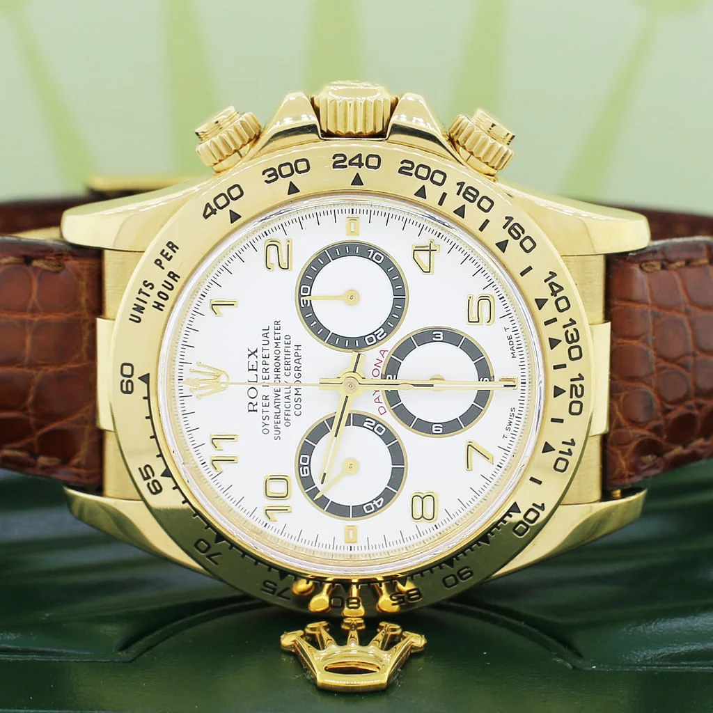 Rolex Cosmograph Daytona Zenith 18K Yellow Gold Factory White Dial 40MM Automatic Mens Watch 16518 - Image 2