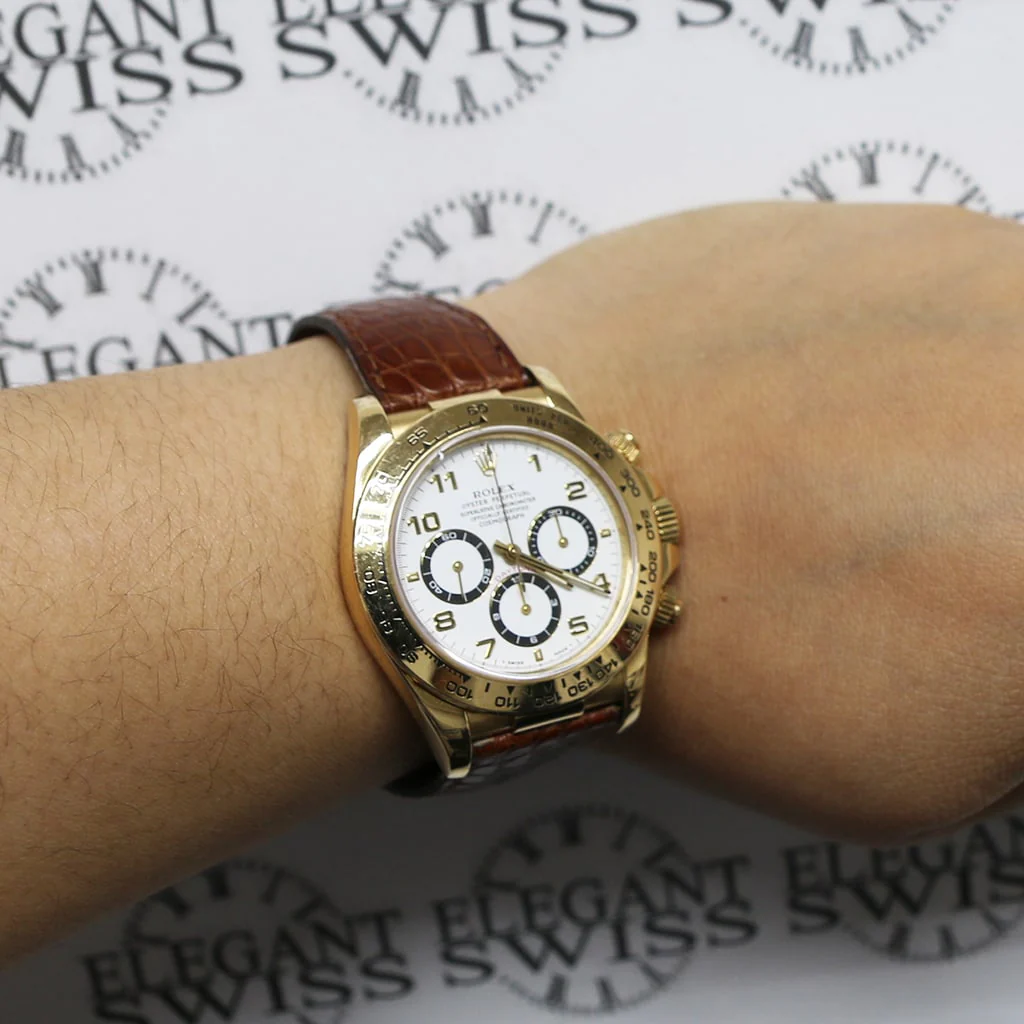 Rolex Cosmograph Daytona Zenith 18K Yellow Gold Factory White Dial 40MM Automatic Mens Watch 16518 - Image 4