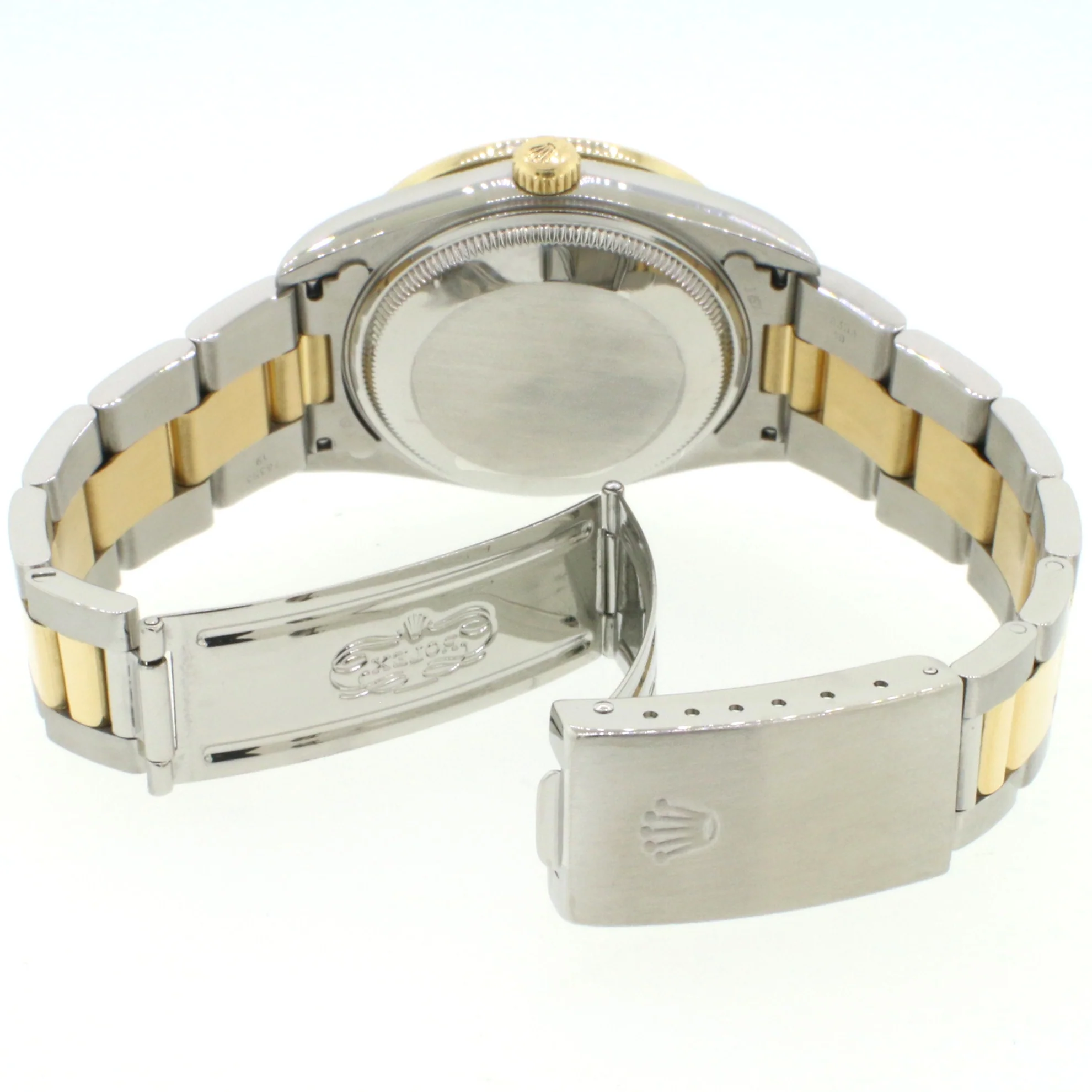 Rolex Date 2-Tone Yellow Gold/Steel 34MM White Dial Oyster Watch 15203 w/Diamond Bezel - Image 5