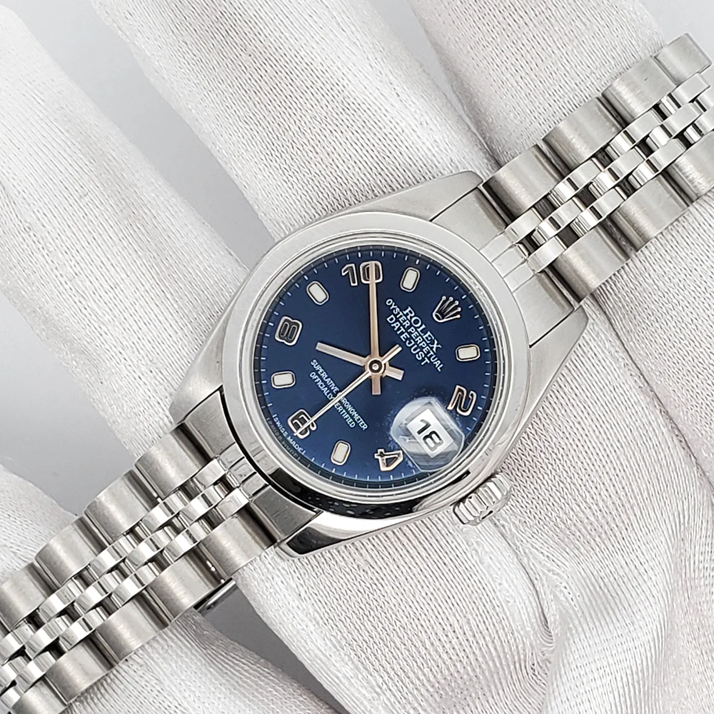 Rolex Date 26 Blue Index Arabic Dial Steel Jubilee Watch 79160 - Image 2