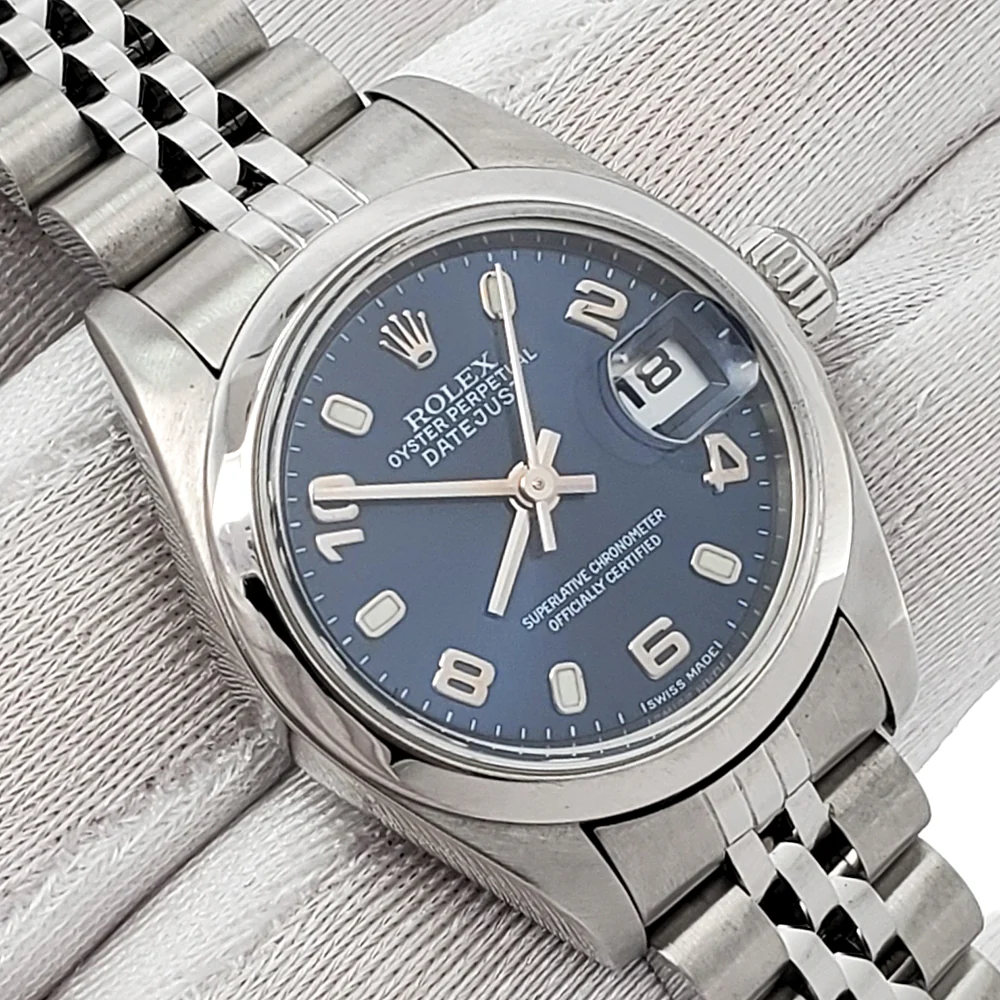 Rolex Date 26 Blue Index Arabic Dial Steel Jubilee Watch 79160 - Image 3
