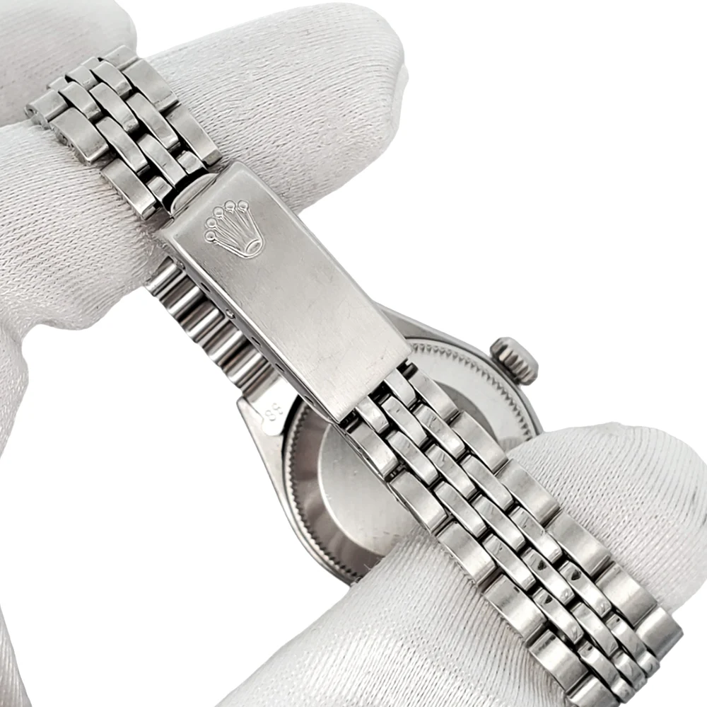 Rolex Date 26mm Gray Fluted Bezel Steel Watch 6917 - Image 5