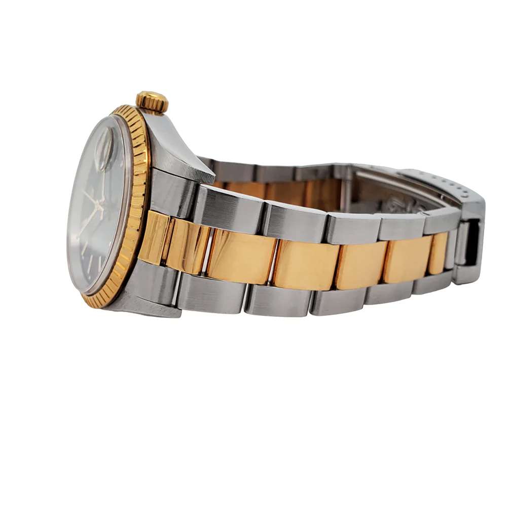 Rolex Date 34mm 2-Tone Yellow Gold/ Stainless Steel Black Dial Oyster 15223 Watch - Image 4