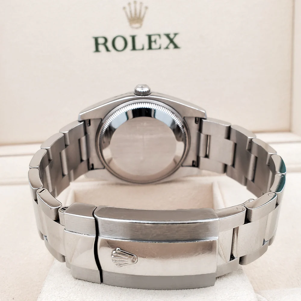 Rolex Date 34mm Black Dial Oyster Bracelet Steel Watch 115210 Box Papers - Image 5