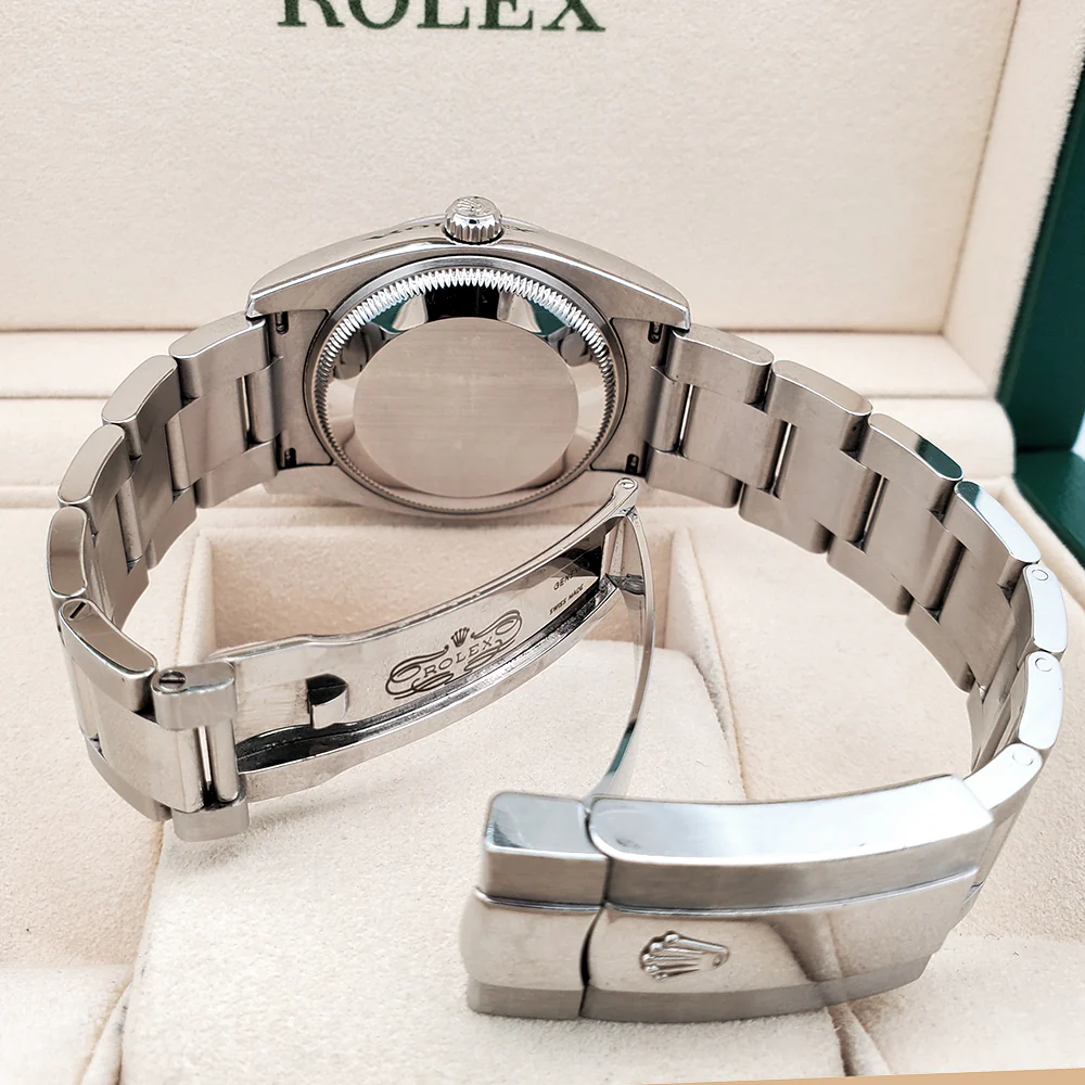 Rolex Date 34mm Black Dial Oyster Bracelet Steel Watch 115210 Box Papers - Image 6