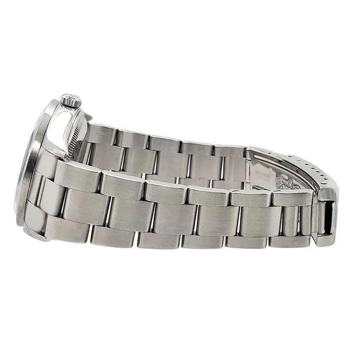 Rolex Date 34mm White Dial Engine Turned Bezel Oyster Bracelet Steel Watch 15210 - Image 3