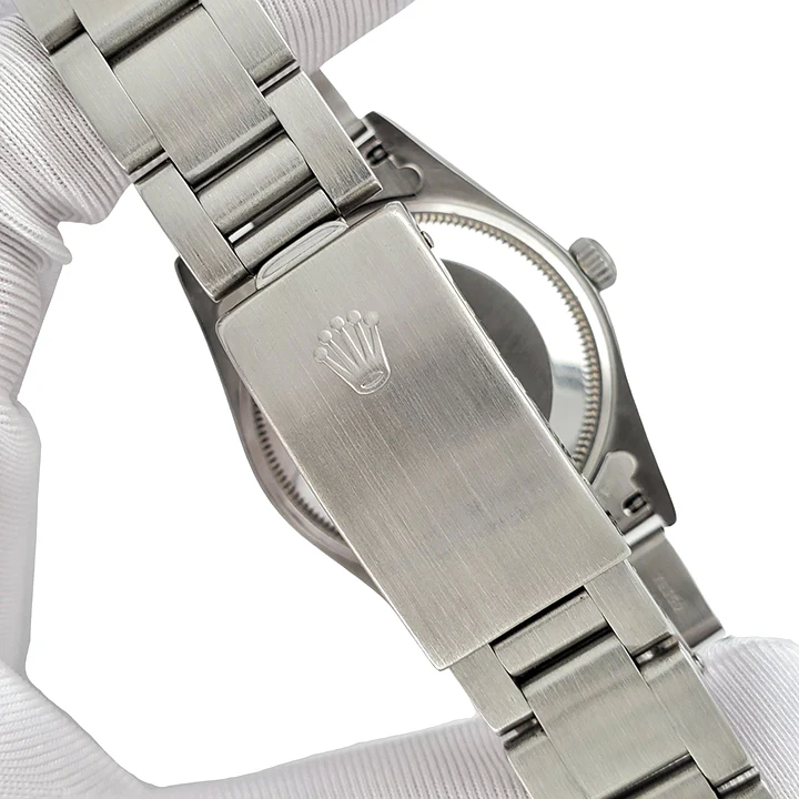 Rolex Date 34mm White Dial Engine Turned Bezel Oyster Bracelet Steel Watch 15210 - Image 4