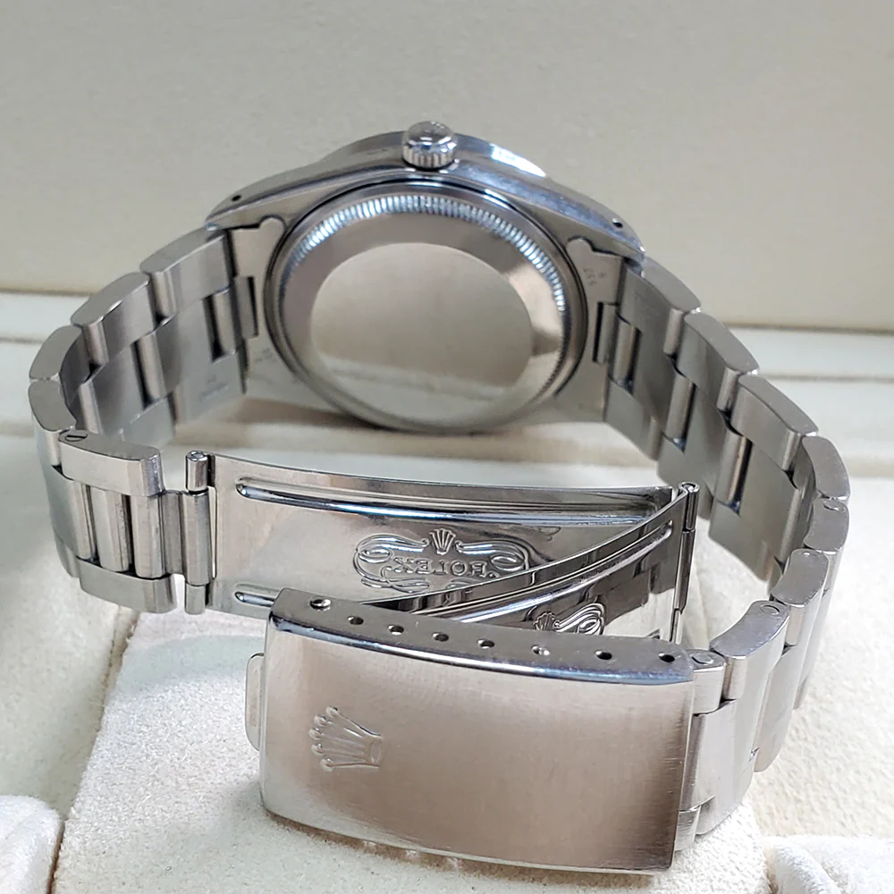 Rolex Date 34mm White Dial Engine Turned Bezel Oyster Watch 15210 Box Papers - Image 5