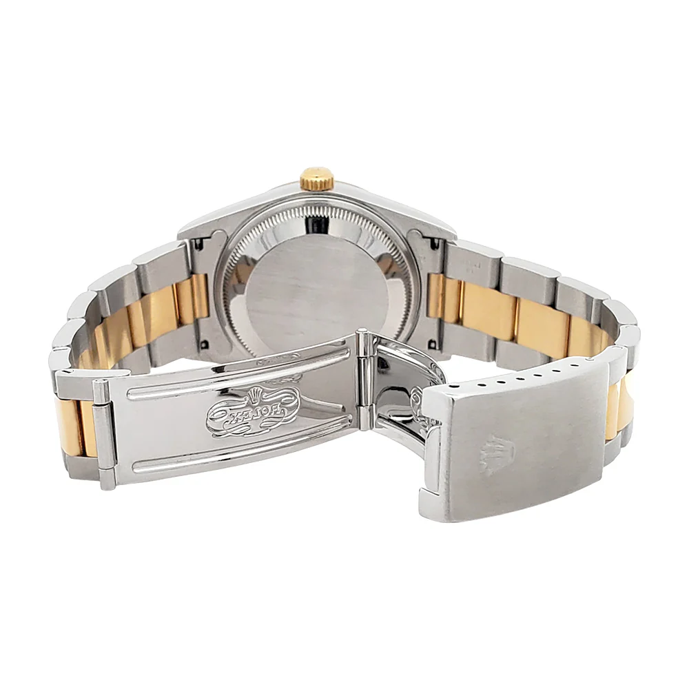 Rolex Date 34mm White Roman Dial 2-Tone Yellow Gold/Steel Oyster 15223 Watch - Image 6