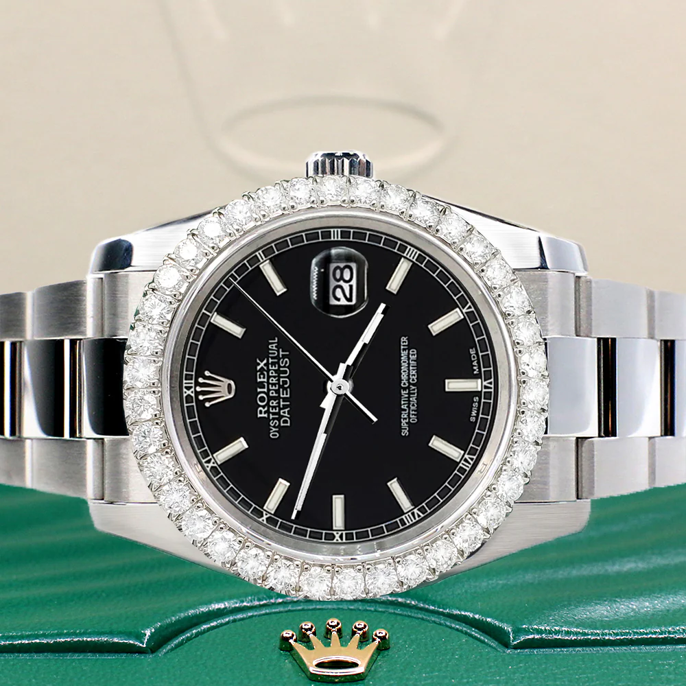 Rolex Datejust 116200 36mm 2.7ct Diamond Bezel/Black Index Dial Steel Oyster Watch - Image 6