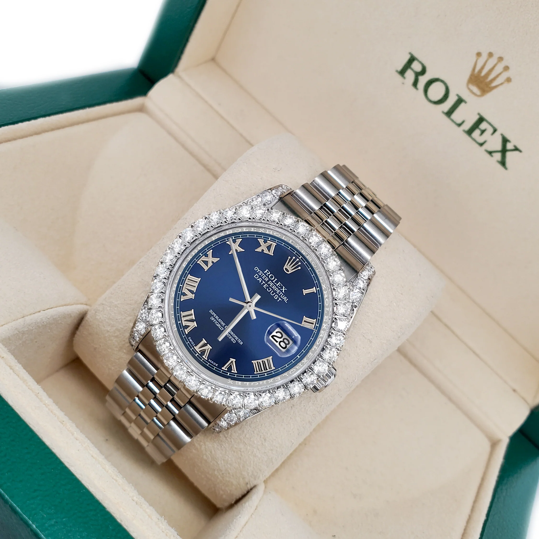 Rolex Datejust 116200 36mm 3.9CT Diamond Bezel/Lugs/Blue Roman Dial Steel Watch - Image 2