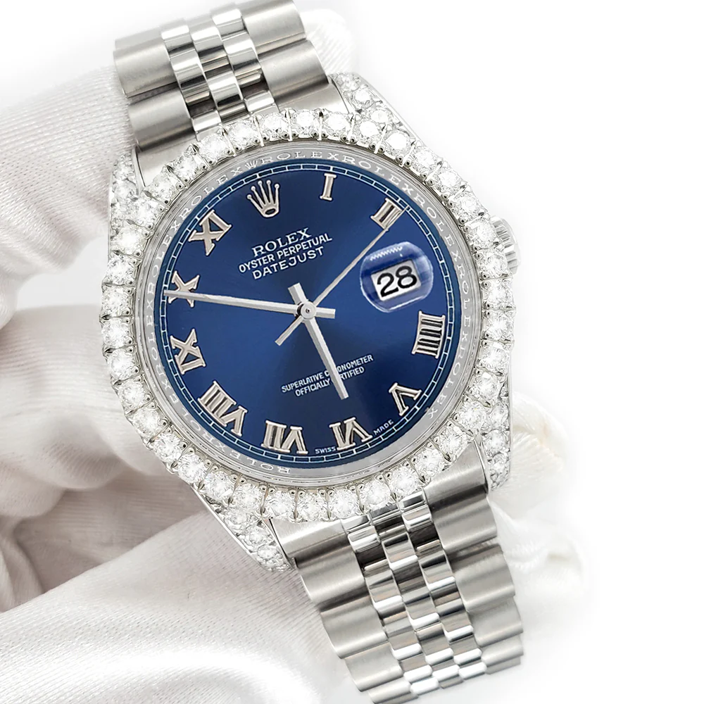 Rolex Datejust 116200 36mm 3.9CT Diamond Bezel/Lugs/Blue Roman Dial Steel Watch - Image 7