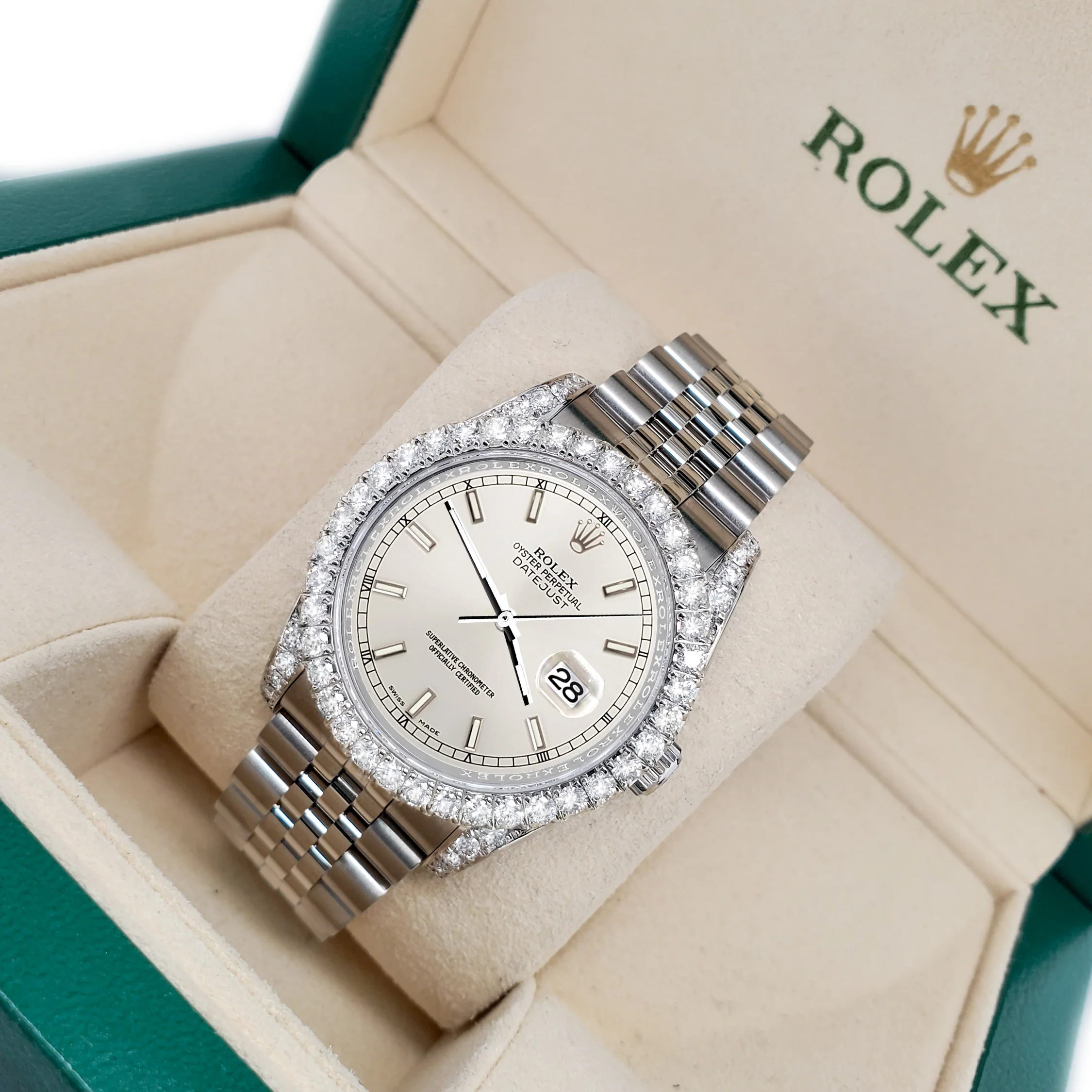 Rolex Datejust 116200 36mm 3.9CT Diamond Bezel/Lugs/Silver Index Dial Steel Watch - Image 2