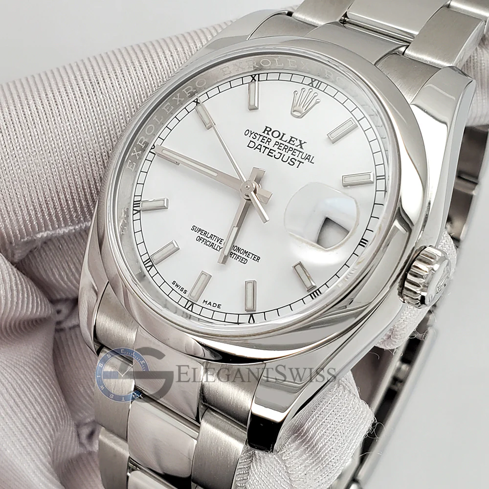 Rolex Datejust 116200 36MM White Dial Smooth Bezel Steel Oyster Watch 2016 Box Papers - Image 2