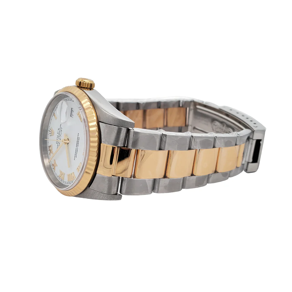 Rolex Datejust 16233 36mm White Roman Dial Yellow Gold And Steel Oyster Watch Box Papers - Image 4