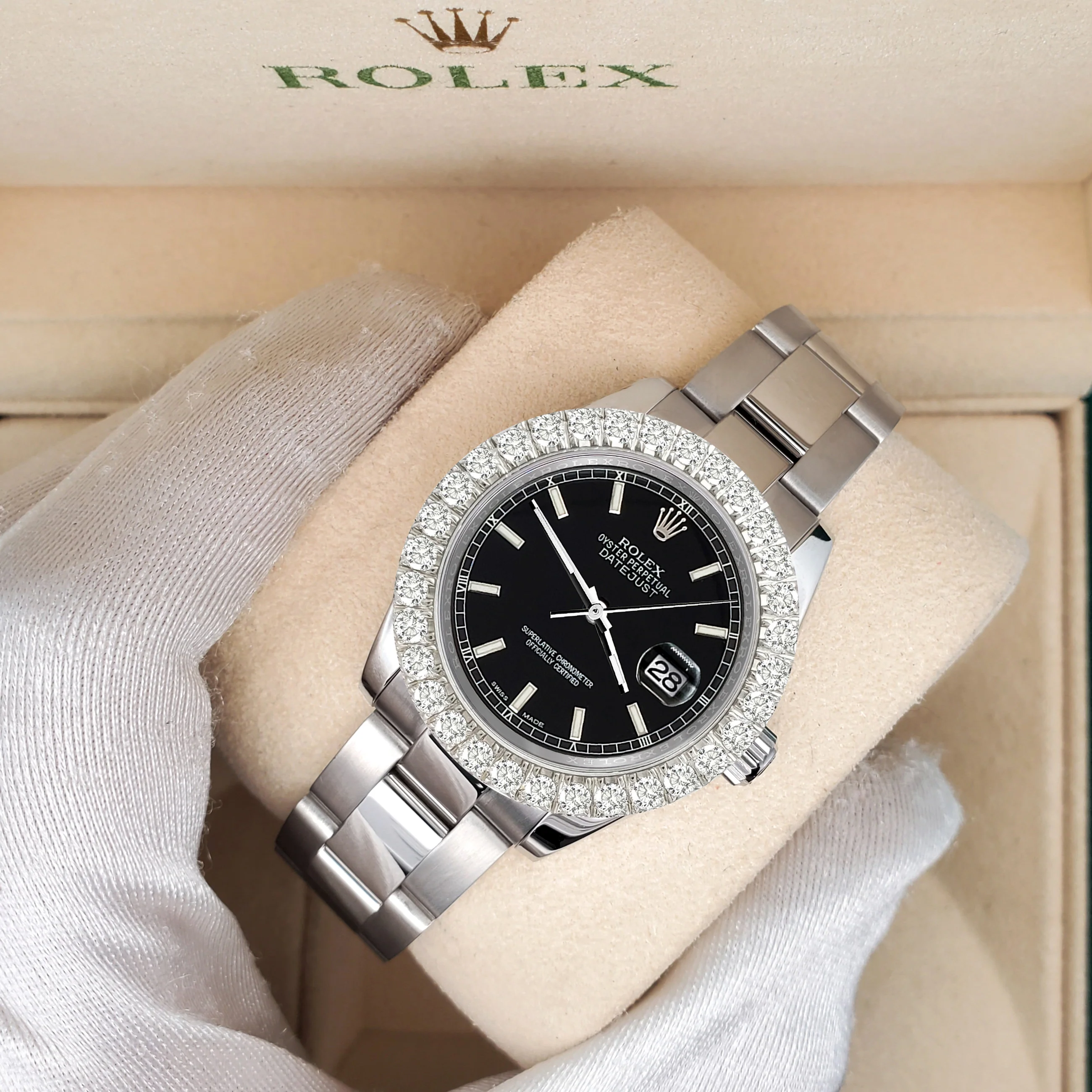 Rolex Datejust 178240 31mm Black Index 2.25ct Diamond Bezel Steel Watch - Image 2