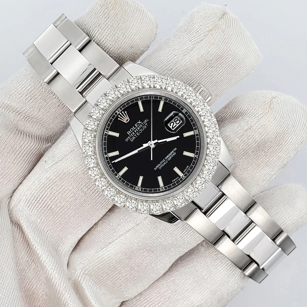 Rolex Datejust 178240 31mm Black Index 2.25ct Diamond Bezel Steel Watch - Image 3