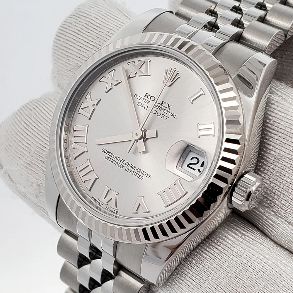 Rolex Datejust 31mm 178274 Silver Roman Dial 18k Fluted Bezel Steel Jubilee Watch 2022 Box Papers - Image 2