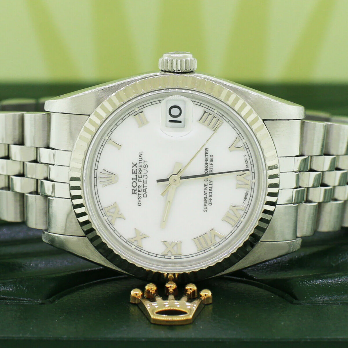 Rolex Datejust 18K/SS White Roman Dial 31mm Midsize Watch 68274 - Image 2