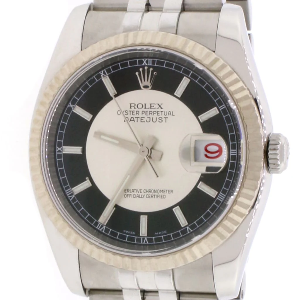 Rolex Datejust 18K White Gold/Stainless Steel Tuxedo Dial 36MM Automatic Mens Watch 116234 - Image 3