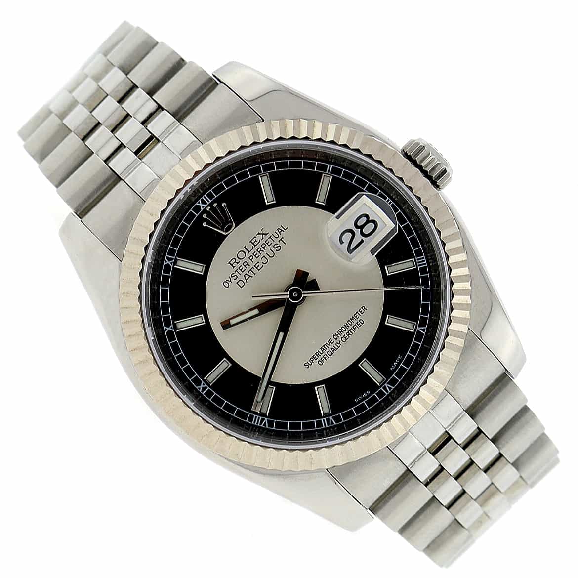 Rolex Datejust 18K White Gold Bezel Tuxedo Dial 36MM Automatic Stainless Steel Mens Watch 116234 - Image 4