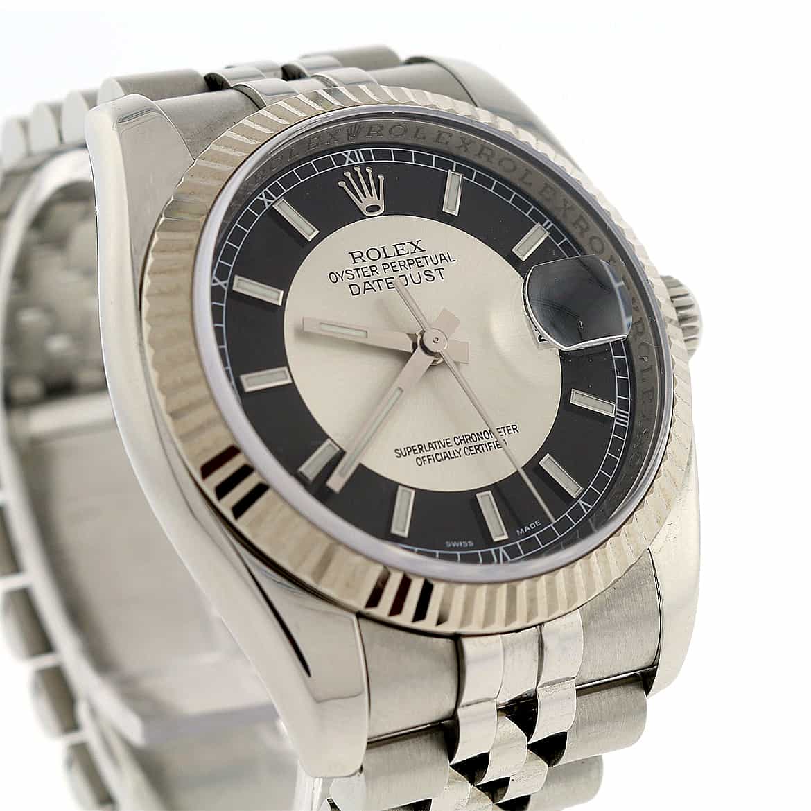 Rolex Datejust 18K White Gold Bezel Tuxedo Dial 36MM Automatic Stainless Steel Mens Watch 116234 - Image 5
