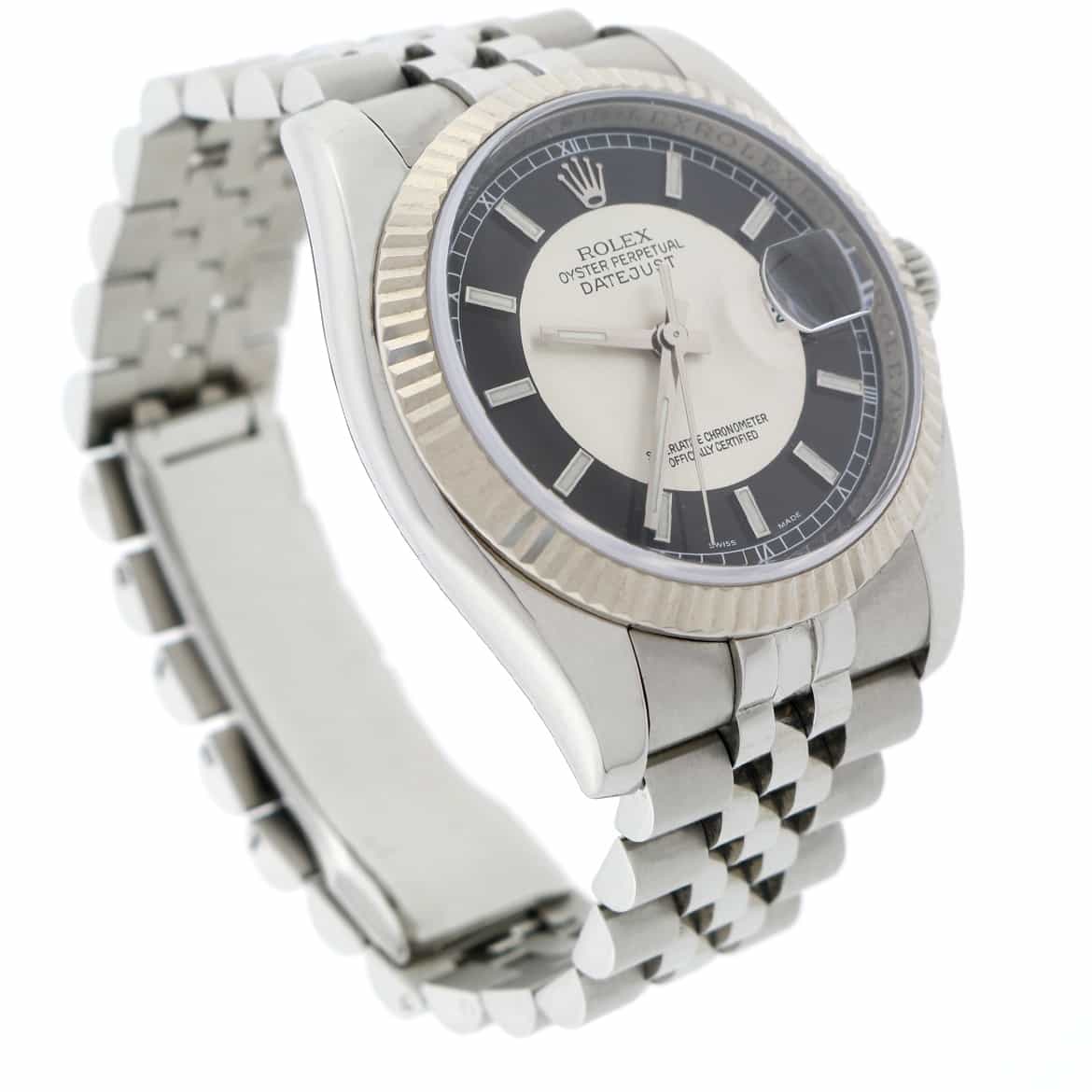Rolex Datejust 18K White Gold Bezel Tuxedo Dial 36MM Automatic Stainless Steel Mens Watch 116234 - Image 7