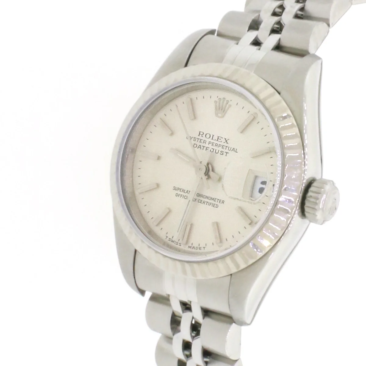 Rolex Datejust 18K White Gold Fluted Bezel 26MM Automatic Stainless Steel Jubilee Watch 69174 No Holes Case - Image 5