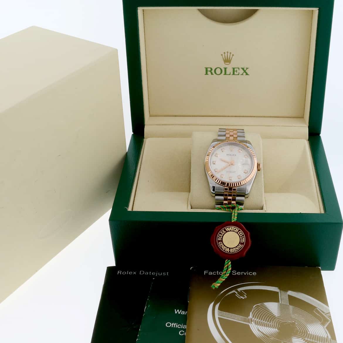 Rolex Datejust 2-Tone 18K Everose Gold & Stainless Steel Original Silver Jubilee Diamond Dial 36MM Automatic Jubilee Mens Watch 116231 - Image 3