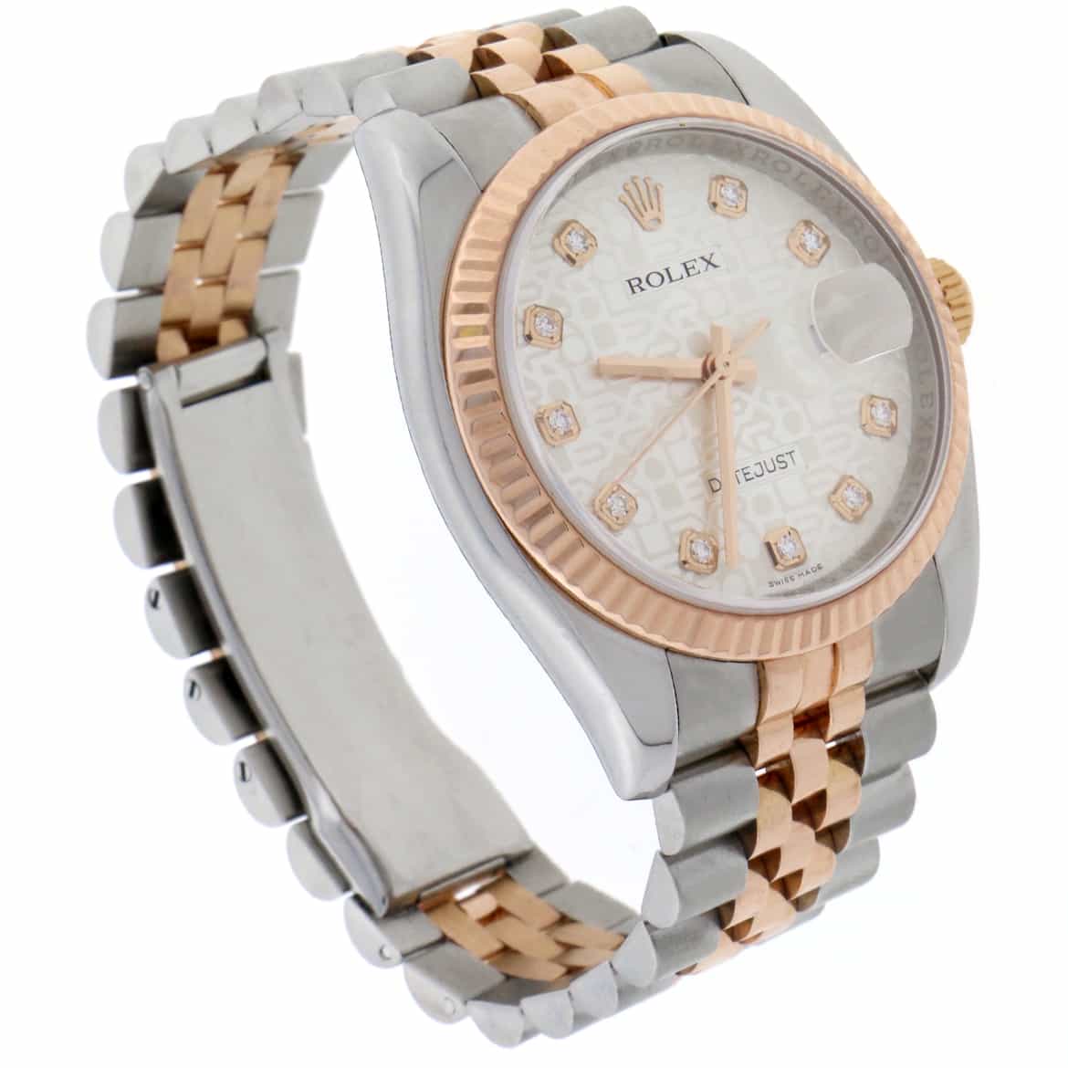 Rolex Datejust 2-Tone 18K Everose Gold & Stainless Steel Original Silver Jubilee Diamond Dial 36MM Automatic Jubilee Mens Watch 116231 - Image 7