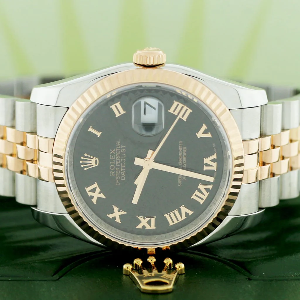 Rolex Datejust 2-Tone 18K Everose Gold & Stainless Steel Original Sunbeam Roman Dial 36MM Automatic Jubilee Mens Watch 116231 - Image 2
