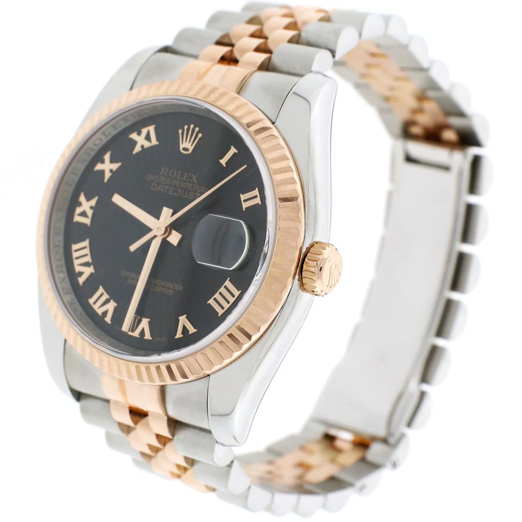 Rolex Datejust 2-Tone 18K Everose Gold & Stainless Steel Original Sunbeam Roman Dial 36MM Automatic Jubilee Mens Watch 116231 - Image 3