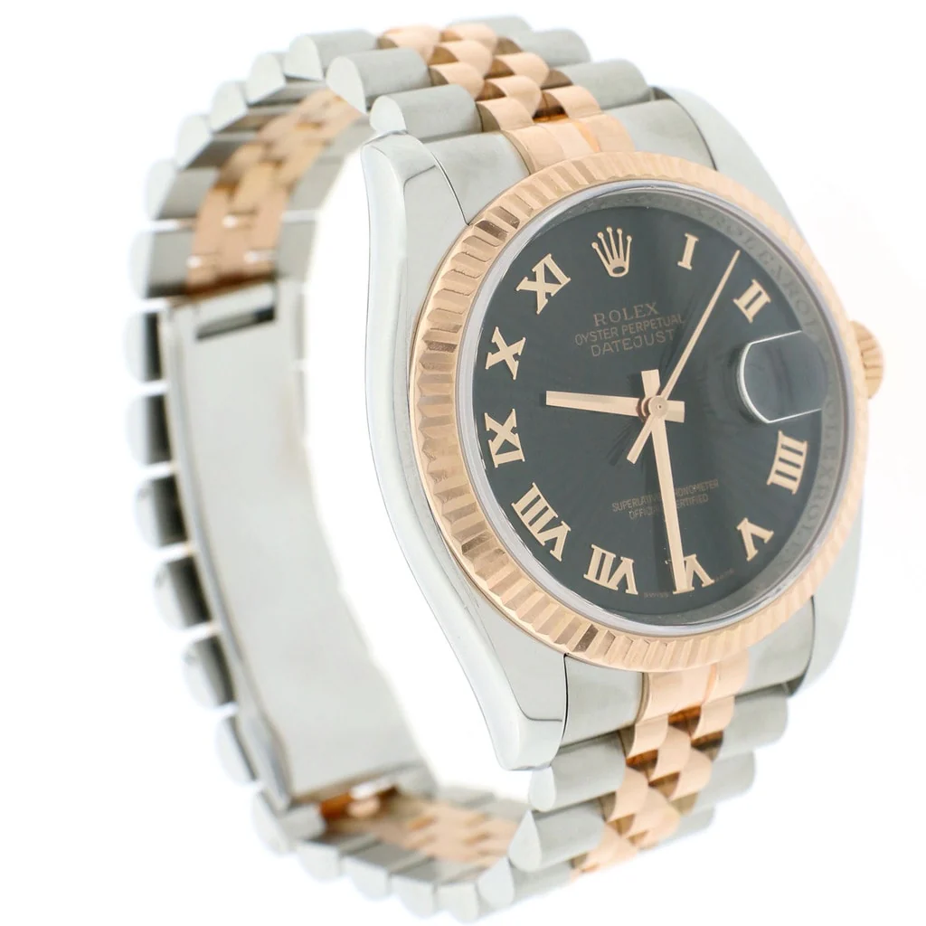 Rolex Datejust 2-Tone 18K Everose Gold & Stainless Steel Original Sunbeam Roman Dial 36MM Automatic Jubilee Mens Watch 116231 - Image 4