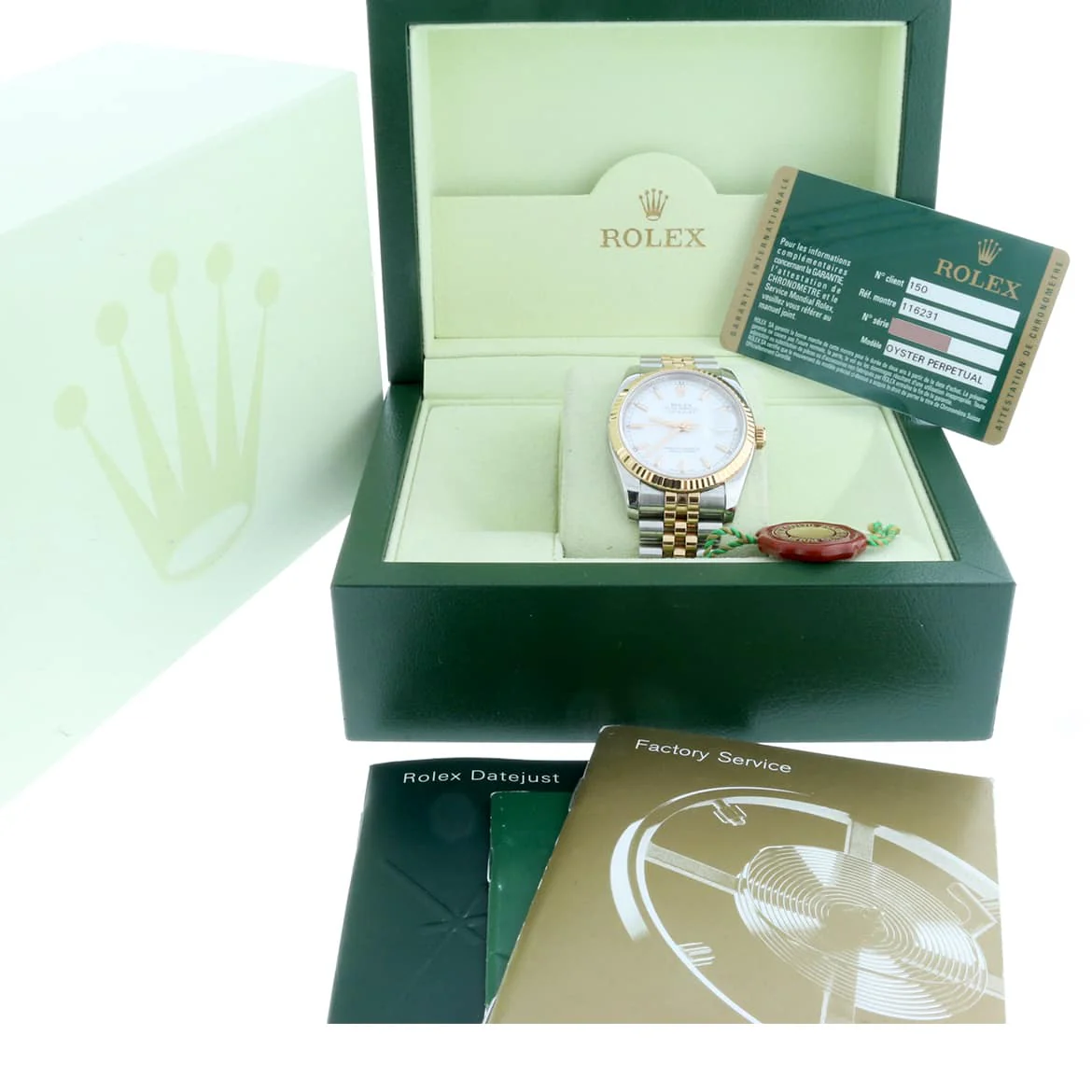 Rolex Datejust 2-Tone 18K Everose Gold & Stainless Steel Original White Stick Dial 36MM Automatic Jubilee Mens Watch 116231 - Image 3