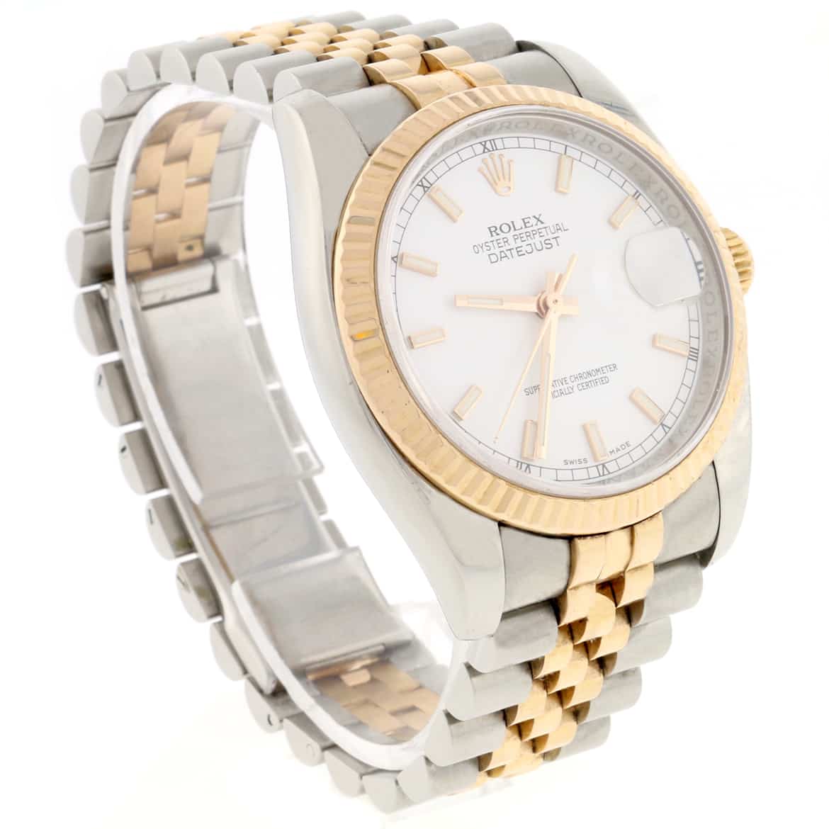 Rolex Datejust 2-Tone 18K Everose Gold & Stainless Steel Original White Stick Dial 36MM Automatic Jubilee Mens Watch 116231 - Image 4