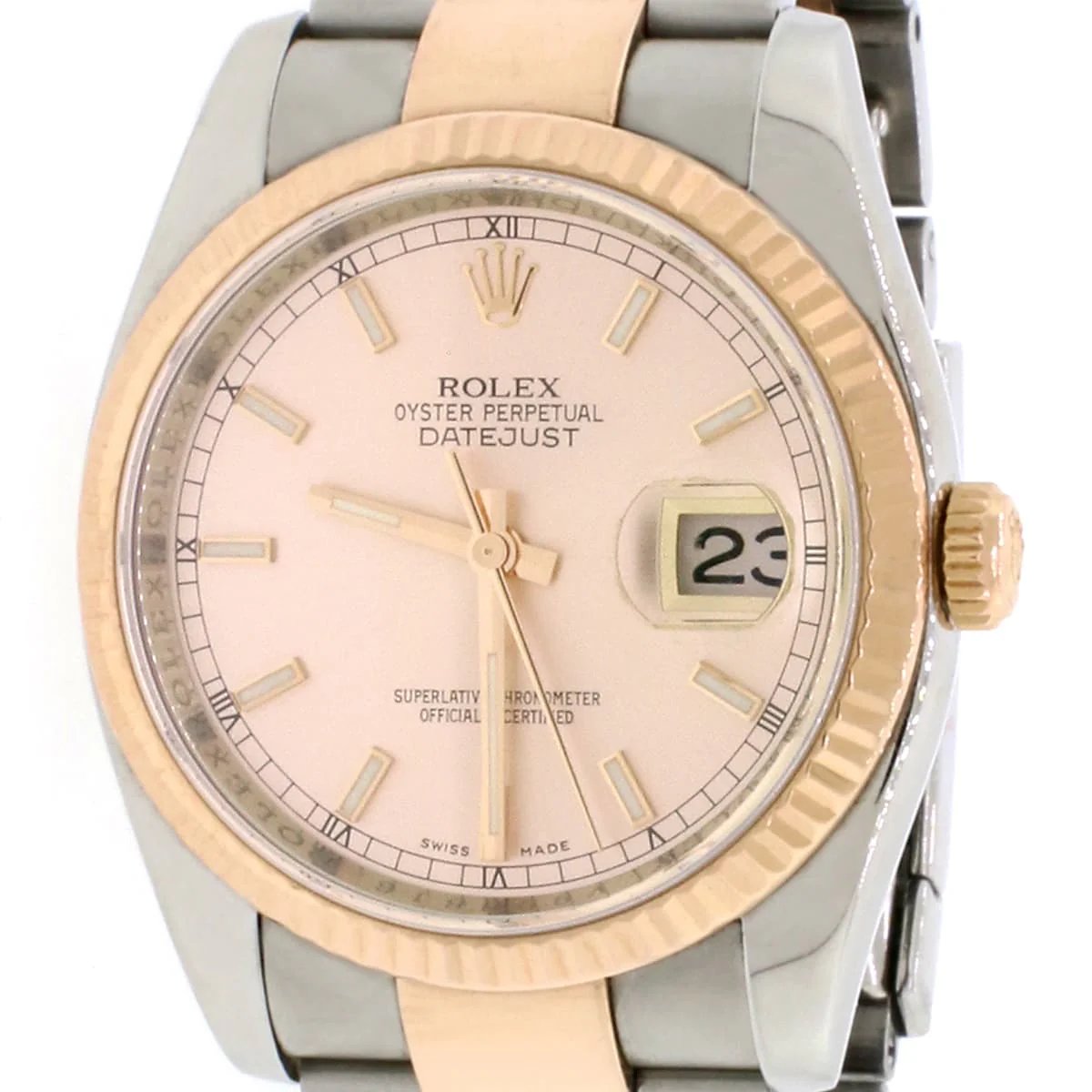 Rolex Datejust 2-Tone 18K Rose Gold/Stainless Steel Oyster Pink Dial 36MM Automatic V Serial Mens Watch 116231 - Image 3