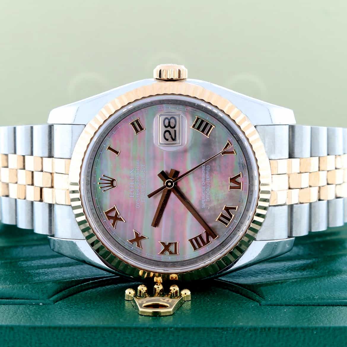 Rolex Datejust 2-Tone 18K Rose Gold & Stainless Steel Tahitian Mother of Pearl Roman Numeral Dial Automatic Watch 116231 - Image 2