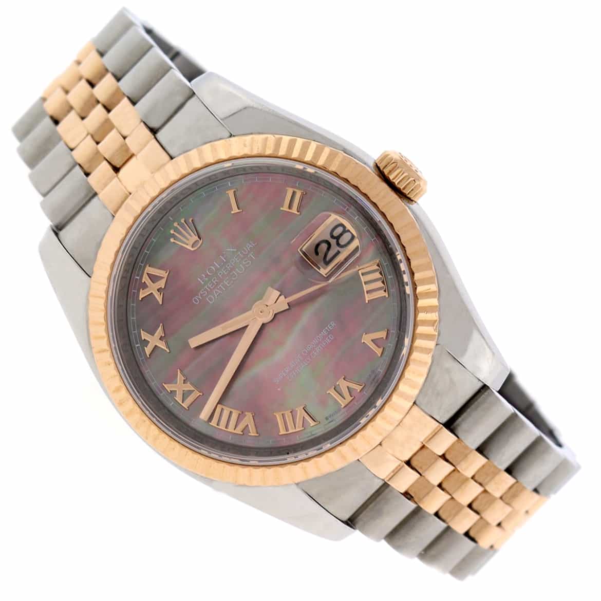 Rolex Datejust 2-Tone 18K Rose Gold & Stainless Steel Tahitian Mother of Pearl Roman Numeral Dial Automatic Watch 116231 - Image 4