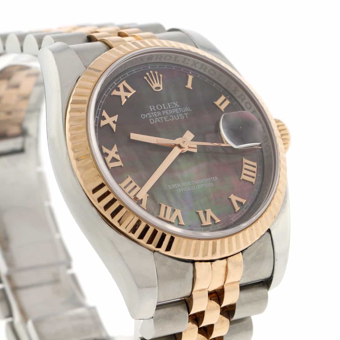 Rolex Datejust 2-Tone 18K Rose Gold & Stainless Steel Tahitian Mother of Pearl Roman Numeral Dial Automatic Watch 116231 - Image 5