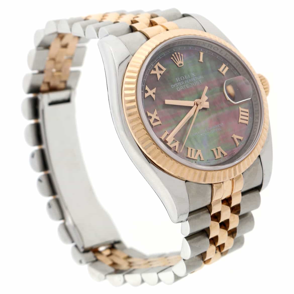 Rolex Datejust 2-Tone 18K Rose Gold & Stainless Steel Tahitian Mother of Pearl Roman Numeral Dial Automatic Watch 116231 - Image 7