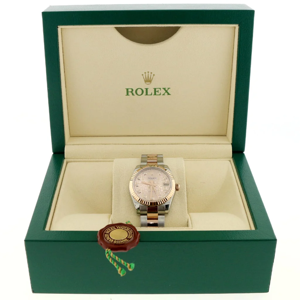 Rolex Datejust 2-Tone 18K Rose Gold/Stainless Steel Factory Jubilee Diamond Dial 31MM Oyster Watch 178271 - Image 3