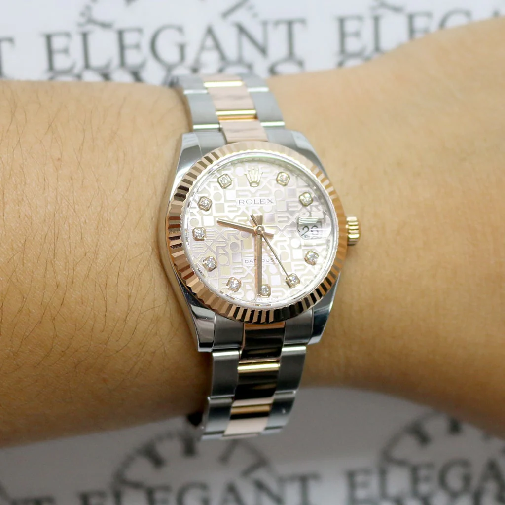 Rolex Datejust 2-Tone 18K Rose Gold/Stainless Steel Factory Jubilee Diamond Dial 31MM Oyster Watch 178271 - Image 4