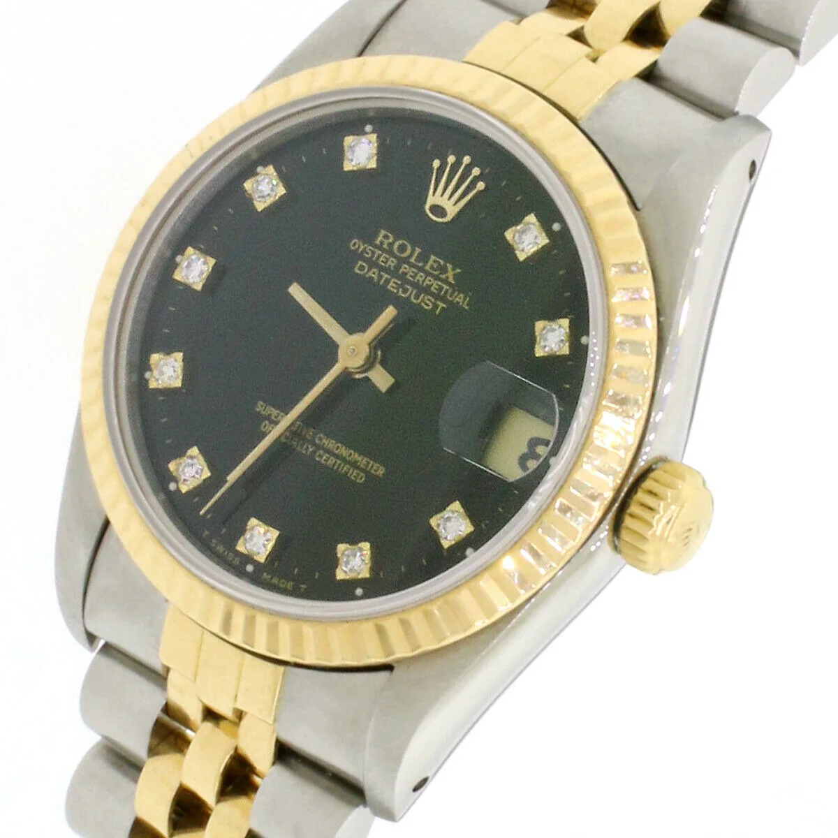 Rolex Datejust 2-tone 18k/SS 31mm Factory Black Diamond Dial Midsize Watch - Image 7
