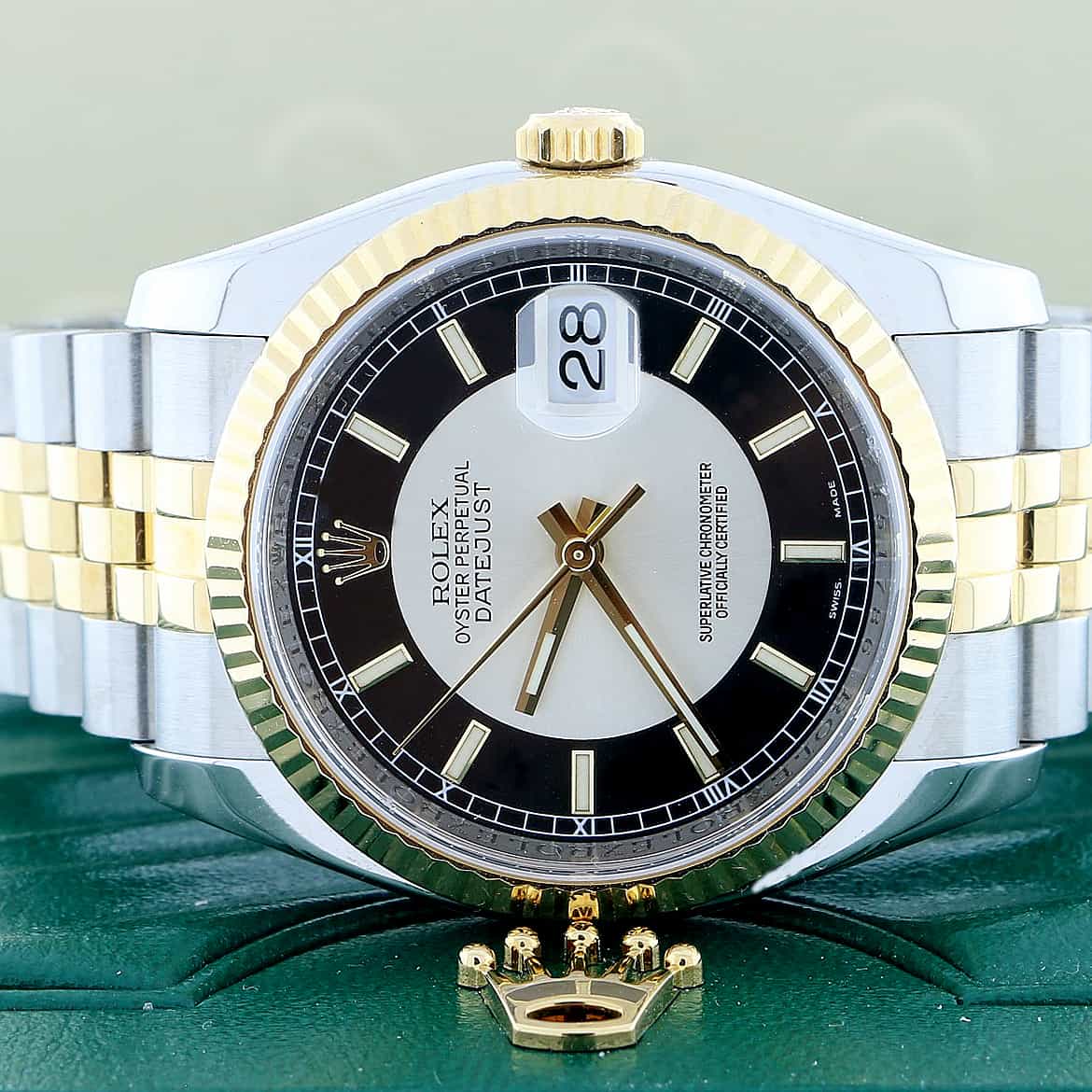 Rolex Datejust 2-Tone 18K Yellow Gold & Stainless Steel 36MM Steel & Black Dial Automatic Mens Watch 116233 - Image 2