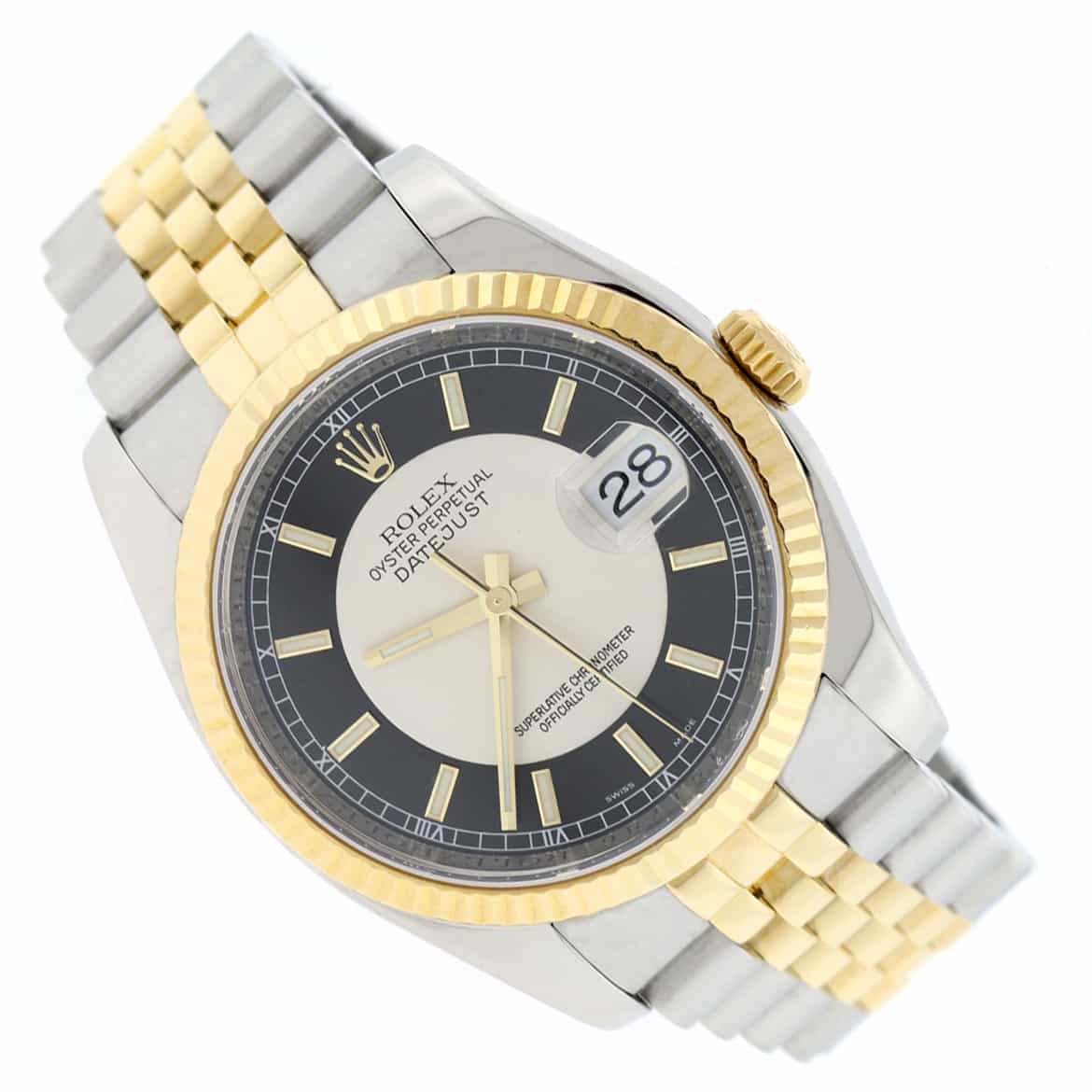 Rolex Datejust 2-Tone 18K Yellow Gold & Stainless Steel 36MM Steel & Black Dial Automatic Mens Watch 116233 - Image 4