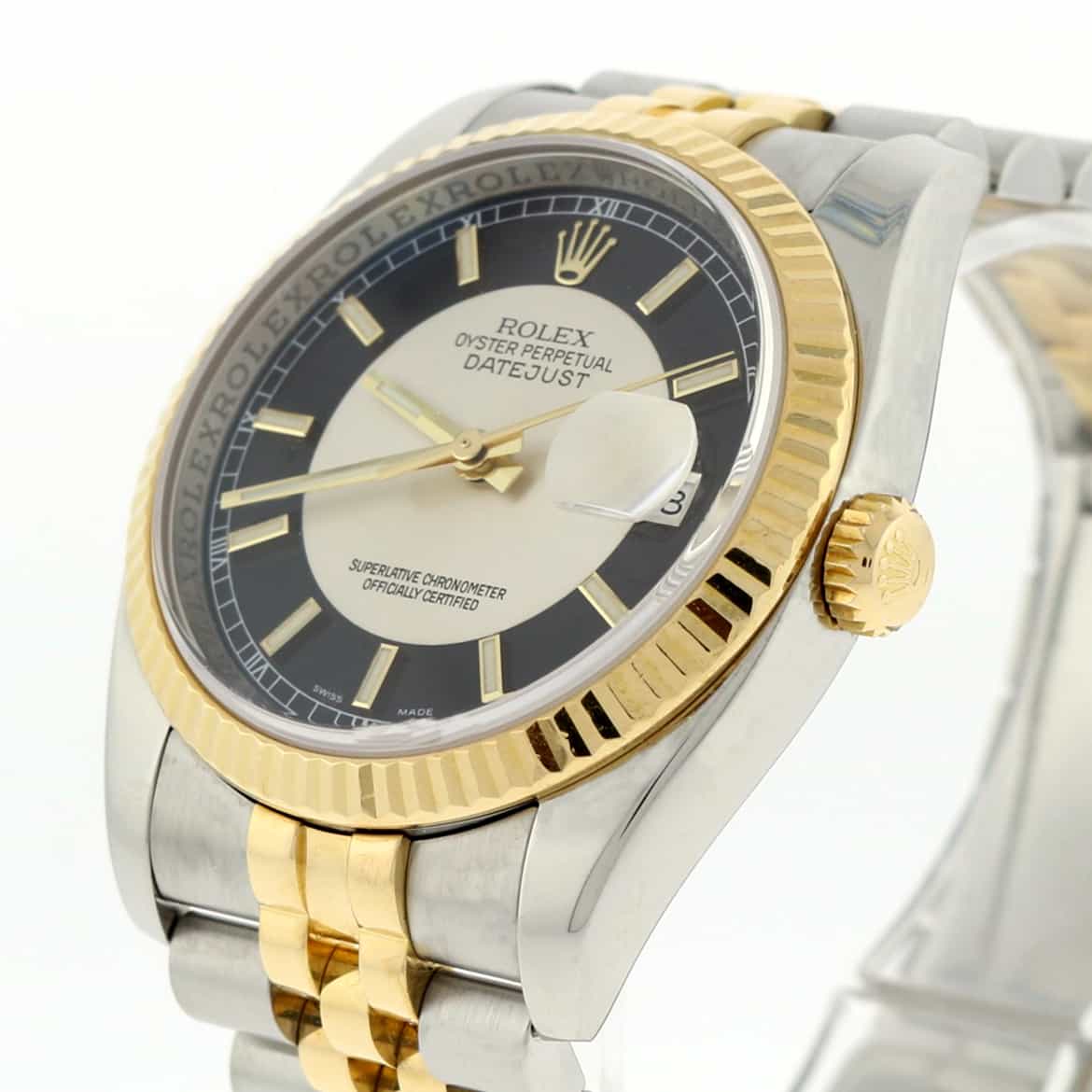 Rolex Datejust 2-Tone 18K Yellow Gold & Stainless Steel 36MM Steel & Black Dial Automatic Mens Watch 116233 - Image 8