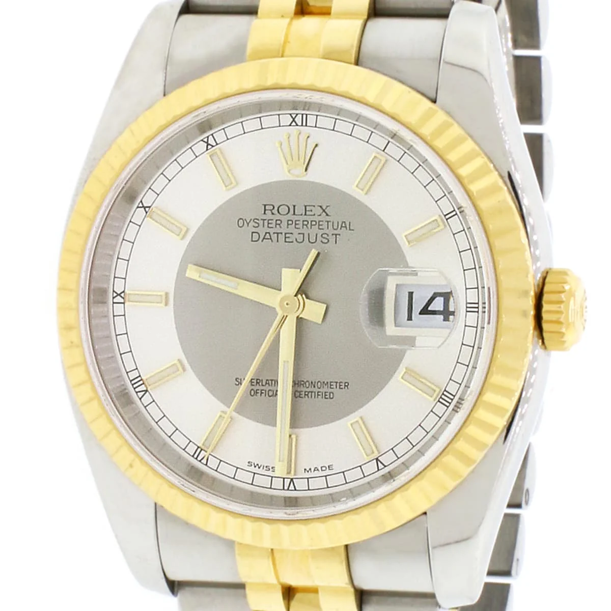 Rolex Datejust 2-Tone 18K Yellow Gold & Stainless Steel 36MM Steel & Grey Tuxedo Dial Automatic Mens Watch 116233 w/Box&Papers - Image 6