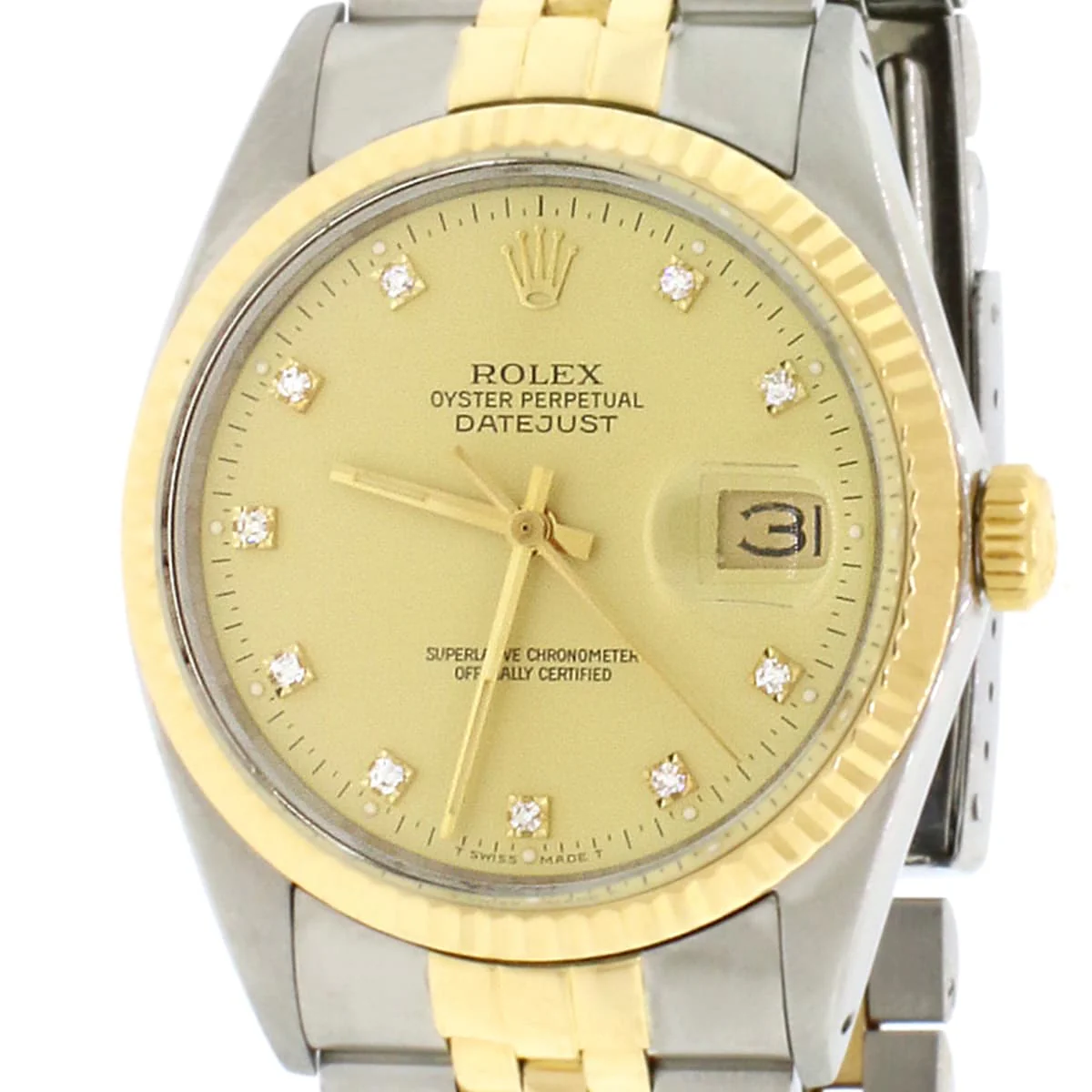 Rolex Datejust 2-Tone 18K Yellow Gold & Stainless Steel Factory Champagne Diamond Dial 36MM Automatic Mens Jubilee Watch 16013 - Image 3