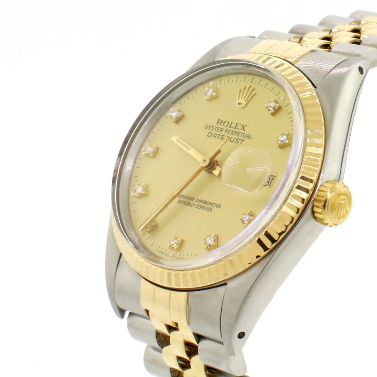 Rolex Datejust 2-Tone 18K Yellow Gold & Stainless Steel Factory Champagne Diamond Dial 36MM Automatic Mens Jubilee Watch 16013 - Image 8
