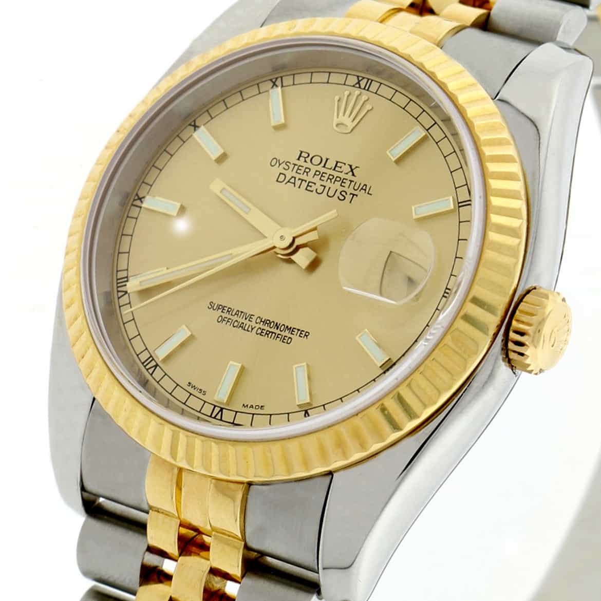 Rolex Datejust 2-Tone 18K Yellow Gold & Stainless Steel Original Champagne Dial 36MM Automatic Jubilee Mens Watch 116233 - Image 11